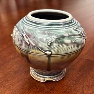 Artist Signed Studio Pottery Ceramic Vase, Multicolored In Soft Tones